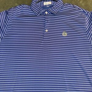 Peter Millar Navy and White Striped Polo